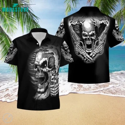 $24.66 • Buy Guns For Skull Lover Halloween Party Summer Vacation Skull 3D HAWAII SHIRT