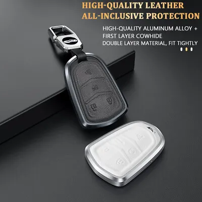 Aluminum Leather Remote Key Fob Cover Case For Cadillac Escalade CTS XT5 ATS CT6 • $18.49