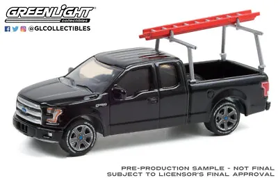 1/64 Greenlight 2017 Ford F-150 With Ladder Rack - Black - Blue Collar Series 9 • $11.18