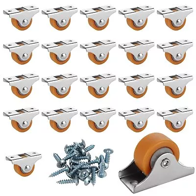 24 PCS 1  Small Casters Wheels Mini Fixed Caster Wheels With Metal Top Plate ... • $30.33