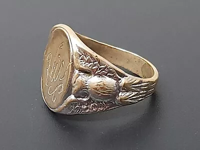 Vintage South Western Brass Monogrammed Men Wide Band Ring Size 11 • $55