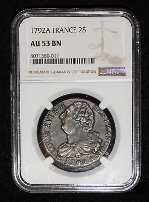 1792-a - France - 2 Sols -  Louis Xvi -  Ngc Au-50 - Bn • $175