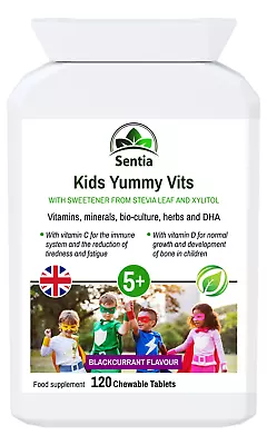 Chewable Multivitamin For Kids X 120 BLACKCURRANT FLAVOUR TABLETS For Children • £14.99