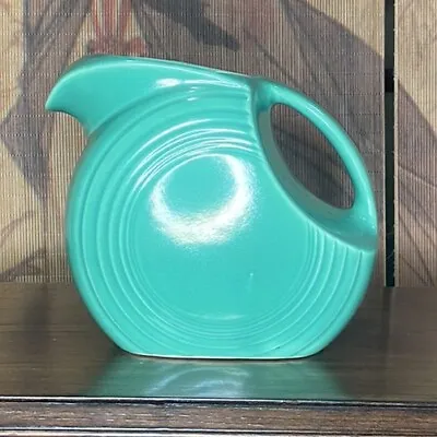 Fiesta Ware Vintage Large Original Green Water Disc Pitcher Jug 7.25” H • $40