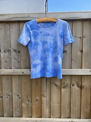 Blue Tie Dye T-shirt By Polly N Ogg. Made In England  • £0.50