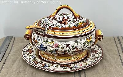 Williams Sonoma Provence Portugal Large Tureen W/lid Underplate & Ladle • $149.99