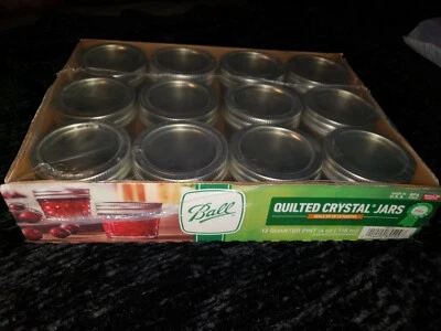 $14.99 • Buy MINI Jelly Jars 4oz Quilted Crystal Ball Reg Mouth Canning Mason Jars  NEW 12 PK