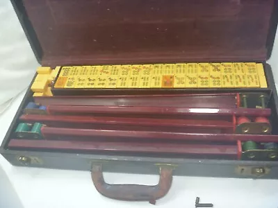 Vintage MahJong Bakelite Set 162 Tiles Case Coins 5 Racks Dice • $225