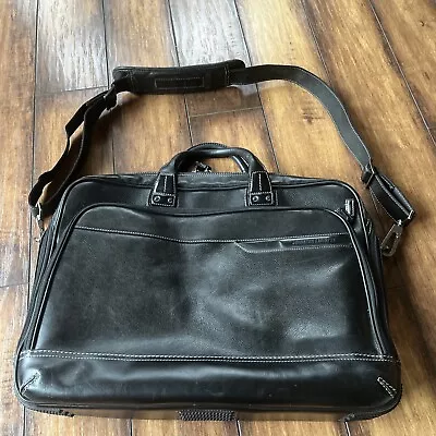 Johnston And Murphy Black Leather Laptop Briefcase • $69.95