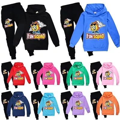 Kids Boys Girls Fun Squad Gaming Print Tracksuit Sets Hooded Hoodie Pants Suits • £19.69