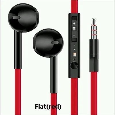 £6.90 • Buy 2X Black+Red Flat Cable Earphones Hands Free Remote Mic IPhones IPod Samsung HTC