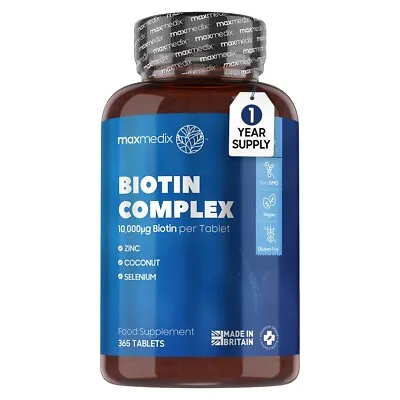 £9.99 • Buy Biotin Complex 10,000mcg 365 Tablets For Hair Growth, Skin Care & Nail Strength