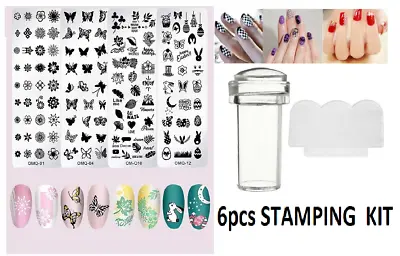 Nail Stamping Kit Gel Print Nail Art Templates Stencils Painting Tools UK STOCK • £8.99