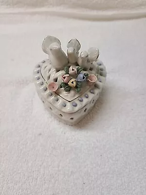 Birds & Flowers Heart Shaped Porcelain/Ceramic Trinket Dish • $9.99