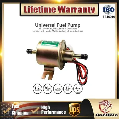 Electric Fuel Pump 12V Universal 4-7psi  Low Pressure Gas Diesel Inline HEP-02A • $14.69