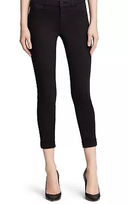 J Brand Anja Black Luxe Sateen Clean Cuffed Cropped Jeans 25 $198 • $25