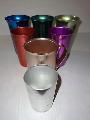 7 Piece Lot- Anodized Aluminum Tumblers Drinking Glasses Vintage Retro Metal Cup • $19.86