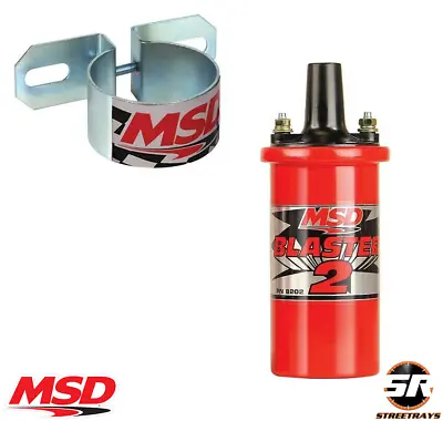 MSD 8202 Ignition Coil Blaster 2 Canister Round Oil Filled & 8213 Chrome Bracket • $94.99