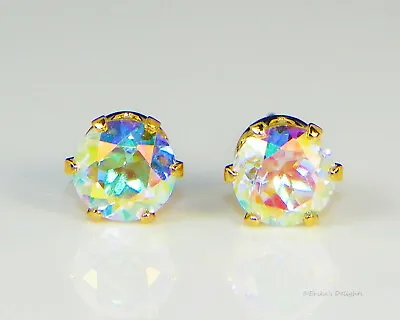 GOLD Plated Mercury Mystic Topaz Round Stud Earrings (Free Gift Box) • $7