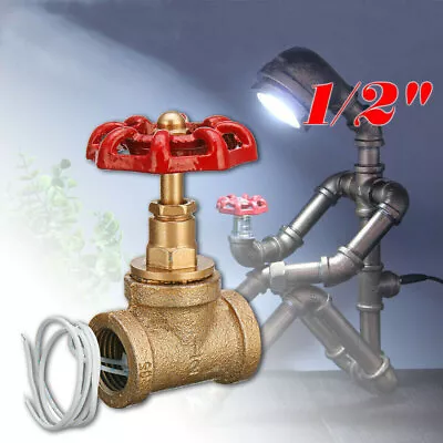 1/2'' Vintage Steampunk Stop Valve Light Switch For Water Pipe Lamp W/Red Handle • $15.59