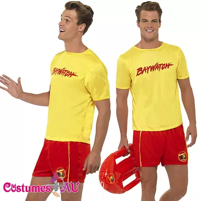 Mens Baywatch Lifeguard Costume Licensed Beach Swimming Party 80s Fancy Dress • £20.62