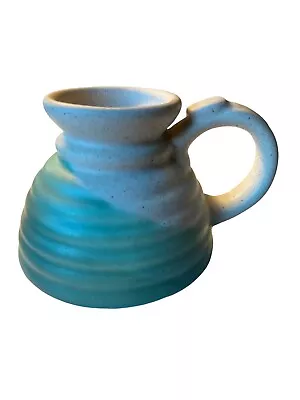 Vintage Large Green Two Tone Handmade Pottery Non Slip Large Coffee Mug MINTY • $19.99