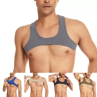 Sleek Men's Muscle Crop Top Short Sleeve Elasticity Vest Shirt For Party • £10.03