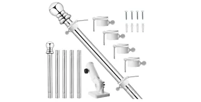 $61.53 • Buy Flag Pole Stainless Steel Kit Ball Patriotic American National Flags Garden 6 Ft