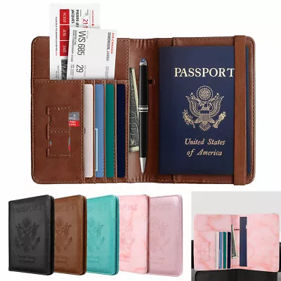 US Passport Wallet RFID Blocking Travel Leather Cards Holder Cover For Women Men • $11.89