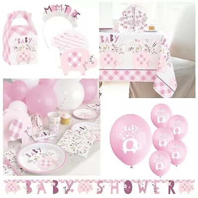 Floral Elephant Baby Shower Pink Girls Party Decorations Tableware Games • £3.99