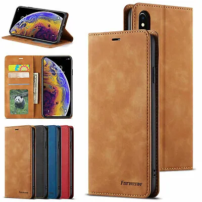 Flip Magnetic Stand Wallet Phone Case For IPhone 12 11 13 Pro Max XR XS 5 6 7 8 • $8.44