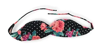 OCEAN PACIFIC OP   Bikini Bra Top ONLY Size M (7-9) Floral Pink Black White Dots • £10.60