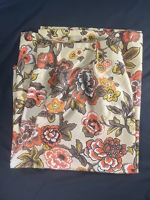 Vintage Curtains Flowers Vinyl Two Panels 60x82 Orange  Read Description • $27.99