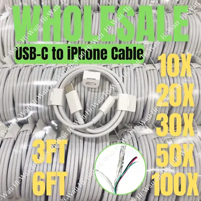 Wholesale Lot USB-C To IPhone Cable PD Fast Charger For IPhone 11 12 Pro Max XR • $204.68