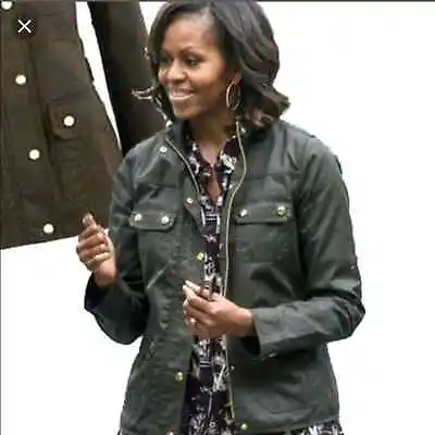 J.Crew Womens Relaxed Boyfriend Downtown Field Jacket Green Utility Coat Obama M • $89.99