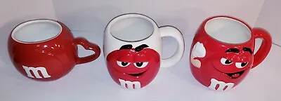 M&M Ceramic Coffee Cup Mug LOT OF 3 Red & White Valentines Day Theme • $13.99