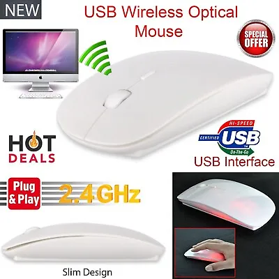 £3.19 • Buy 2.4GHz Wireless Cordless Mouse Mice Optical Scroll For Laptop Computer USB White