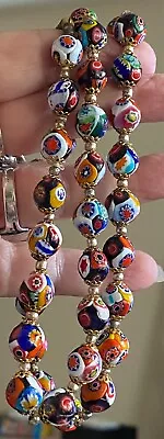 Vintage Venetian Murano Millefiori Glass Bead Necklace 28  • $19.99