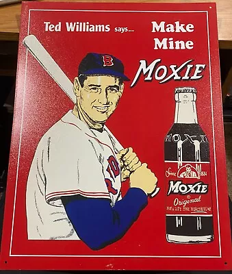 2 Ted Williams TIN SIGNS VTG Baseball Wall Diner Decor #60 Moxie & #1507 Message • $24