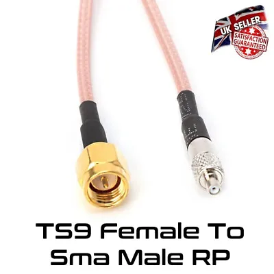 £4.95 • Buy TS9 Female Plug To SMA Male RP RF Connector Adapter 15cm Pigtail  *UK Seller*