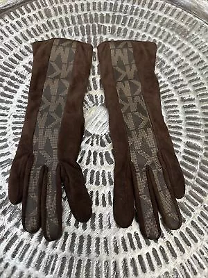 Michael Kors Luxury Soft Leather Brown Gloves Long Inside Cashmere Size 6 Small • $15