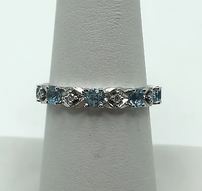 Gabriel & Co. 14k White Gold Ring With Blue Topaz And Diamonds   (Size: 6.75) • $275