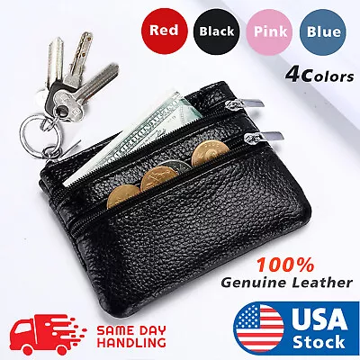 Leather Coin Purse Women Small Wallet Change Purses Zipper Money Bags Key Holder • $7.98