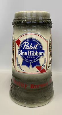 Vintage Pabst Blue Ribbon Limited Edition Beer Stein Glass Mug PBR Since 1844 • $59.99