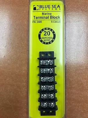 Terminal Block Blue Sea 661-2406 6 Gang 20amp #6 Screws Marine Boat Electrical  • $12.95