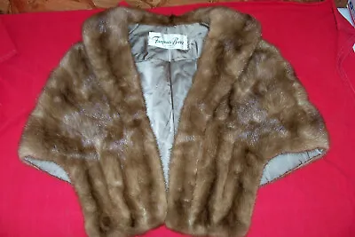 Womens Vintage Mink Fur Cape Famous Barr Stole Ladies Capelet Cloak Shawl Wrap • $59.95