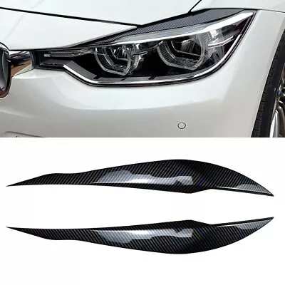 F30 Saloon Carbon Black Eyebrow Headlight Covers For BMW F30 2012 2018 • $25.06