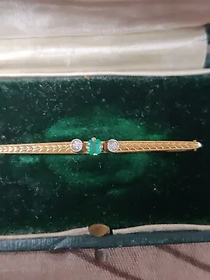 £290 • Buy 18ct Gold Diamond And Emerald Art Deco Brooch