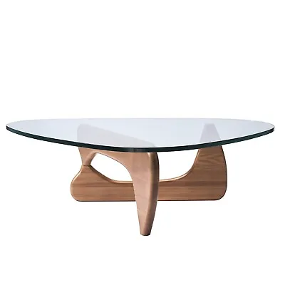 $439 • Buy Modern Noguchi-Style Coffee Table Solid Wood Base & 0.75‘’Triangle Glass Top US