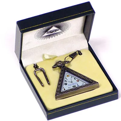 Masonic Triangle Freemason Master Free Mason Mens Quartz Pocket Watch W/ Chain • $27.98